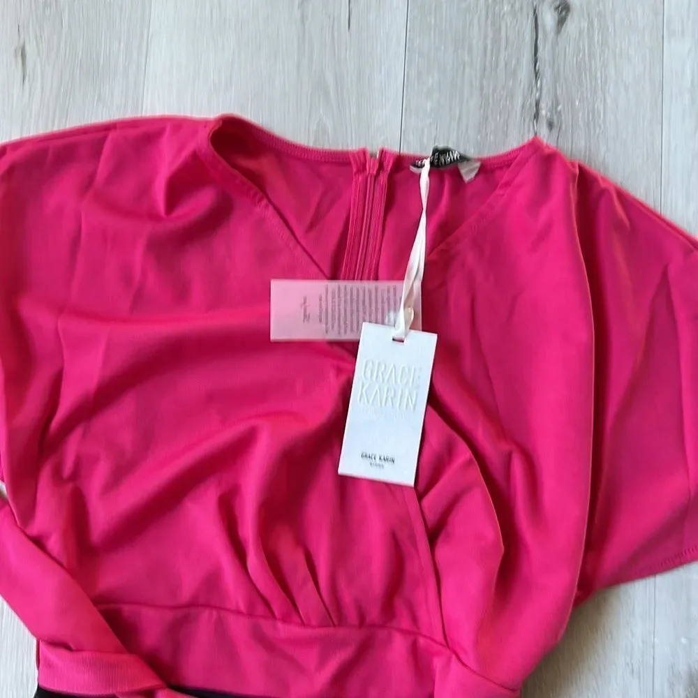 Grace Karin Wrap Dress Black/Pink M NWT in packaging‎